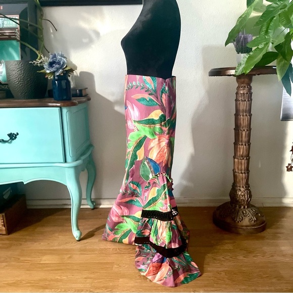 ISLA & WHITE Berta Tropical Floral Lace Insert Mermaid Formal Gown Maxi Skirt S - Picture 7 of 10